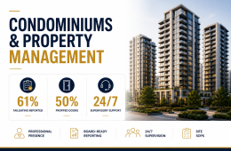 Condominium and property management security infographic showing tailgating risks, propped doors, and 24/7 supervision benefits